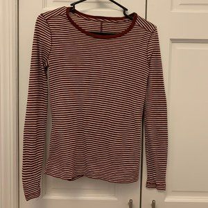 Madewell maroon striped long sleeve shirt XS